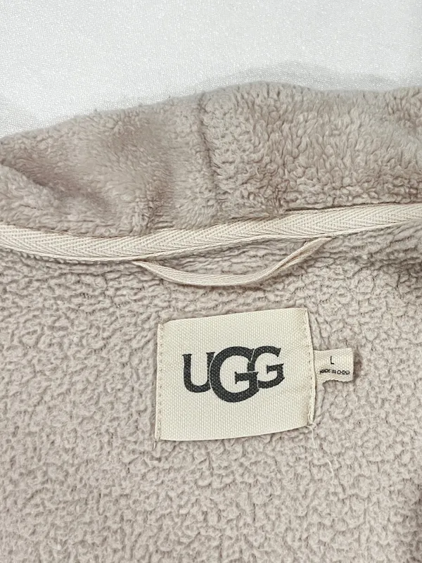 UGG Marlow Robe Moonbeam Oatmeal Size Large Long Length Plush Fleece Comfy - Image 13