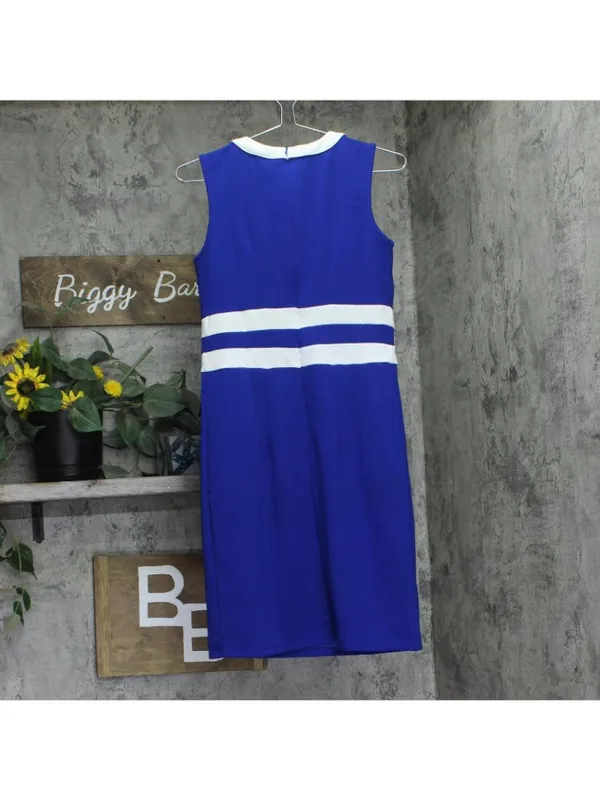 NY Collection Colorblock 2-Piece Dress and Jacket Set Sapphire Blue / White 6P - Image 3
