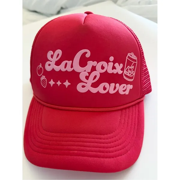 LaCroix Lover Red Pink Trucker Hat Coquette Y2K Mesh Snapback Cap Adjustable - Image 2