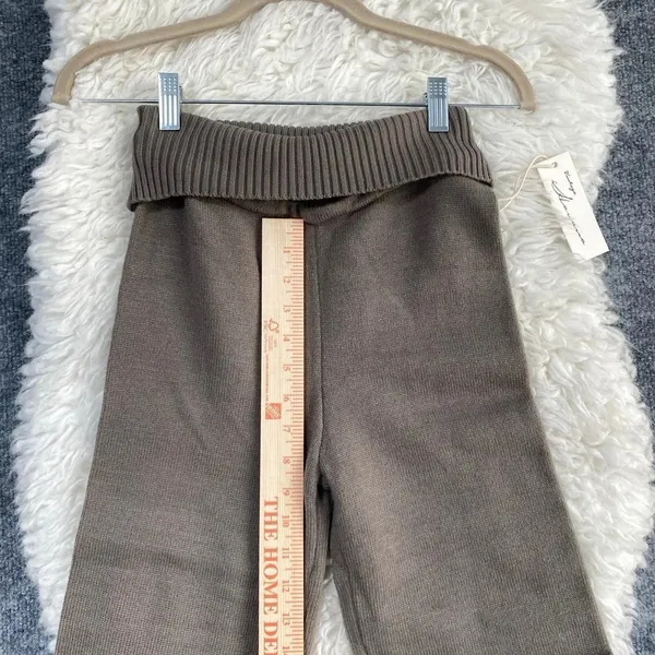 🆕 Vintage Havana Olive Grey Slim Fit Knit Fold Over Flare Pant Elevated Lounge - Image 3