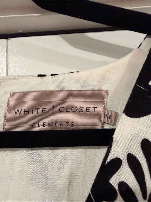 White closet‎ Black & cream Floral Twist-Front Mini Dress linen blend med - Image 5