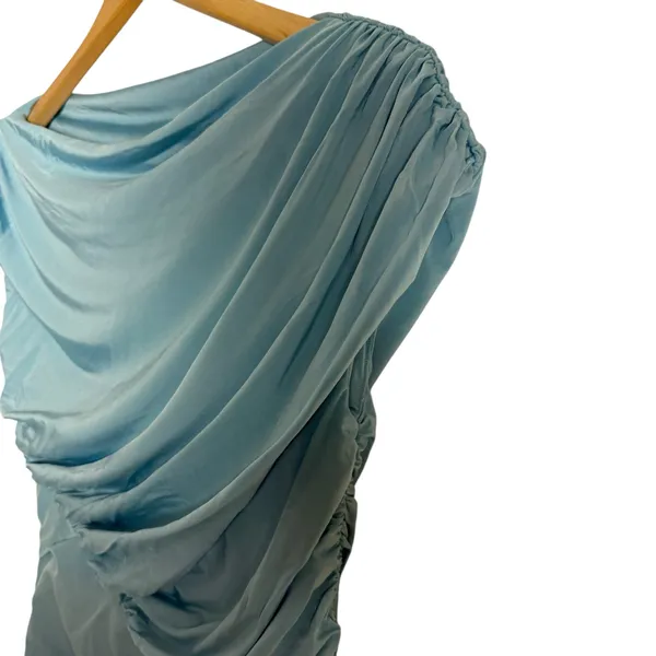 Paris Georgia Kaya Light Blue Ruched Sleeveless Maxi Dress Size S - Image 10