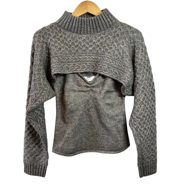 NWT Anthropologie ASTR The Label Taupe Cable-Knit Sweater Shrug Set Size M/L - Image 4