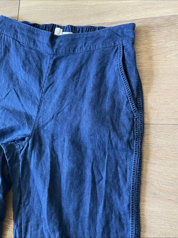Joie Navy Blue Wide-Leg Pull-On Pants Size Medium 100% Linen - Image 6