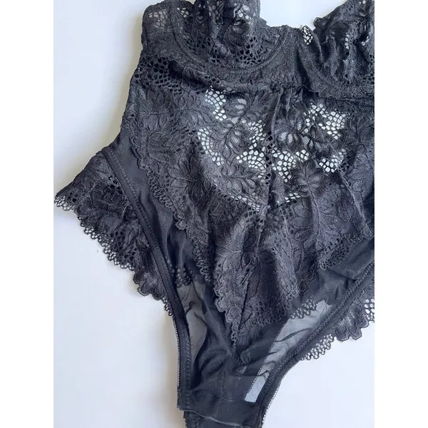 OH LA LA CHERI Women's Unlined Lace Lingerie Teddy with Underwire Black size Sma - Image 3