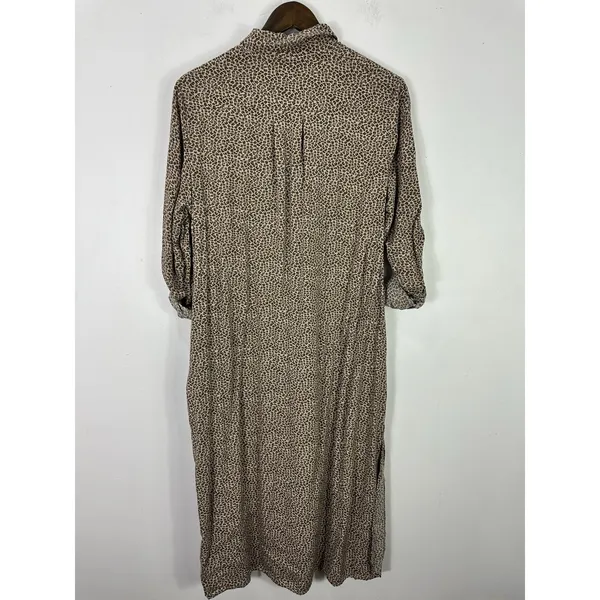 VICI Leopard Print Maxi‎ Shirt Dress Large Long Sleeve Button Up Duster Boho Mod - Image 2