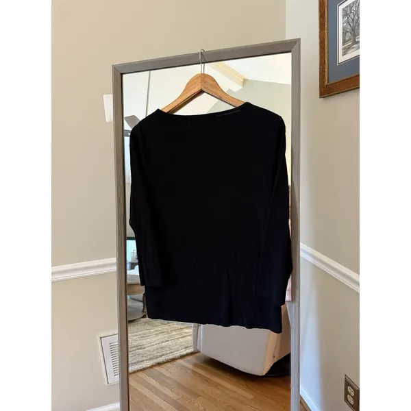 Lucia Burns - Black Tree Star Holiday Christmas‎ Beaded Rayon Knit TOP Size XL - Image 5