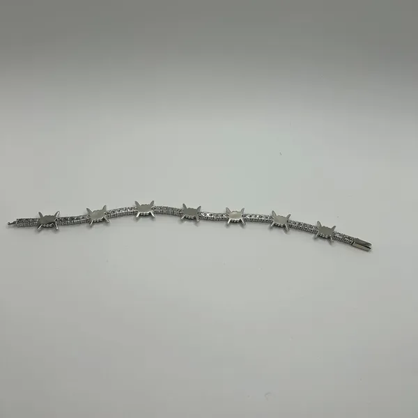 Mens Moissanite Barbwire Tennis Bracelet 8 Inch Real Silver Iced Plated Bold - Image 4