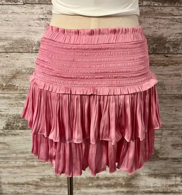 Pink Satin Ruffled Mini Skirt - Image 4