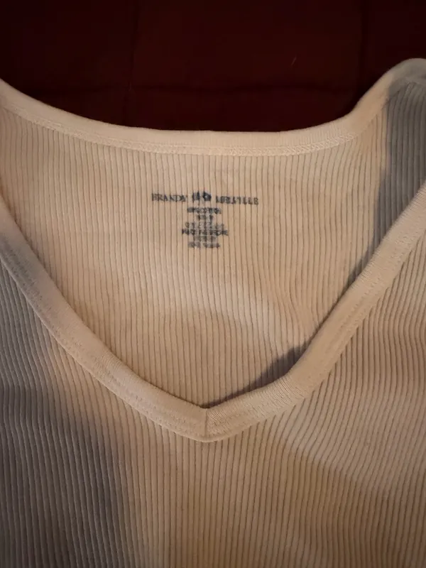 Brandy Melville White V-Neck Top - Image 3