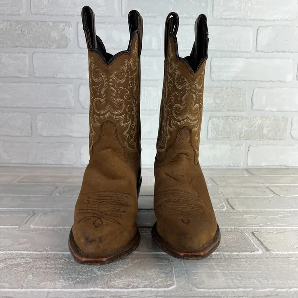 Justin Boots Cowboy Boots Bay Apache Womens Girls 5 Brown‎ Leather Western Embroidered - Image 7