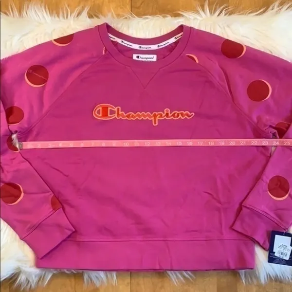 NWT Champion Campus french terry crew neck sweatshirt peony pink XL - Image 4
