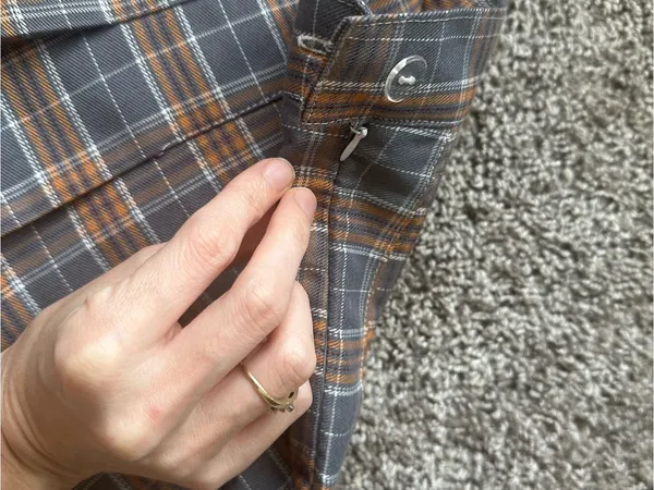 Pleated Gray & Tan Plaid Mini Skirt - Image 5