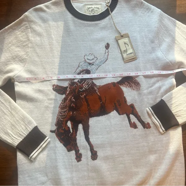 Stitch Note Merino Wool Sweat Cowboy Riding Horse Jacquard - Image 3
