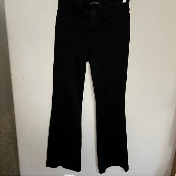 Kut From the Kloth Ana‎ High Rise Flare Pintuck Front Seam Black Denim Jeans - Image 2