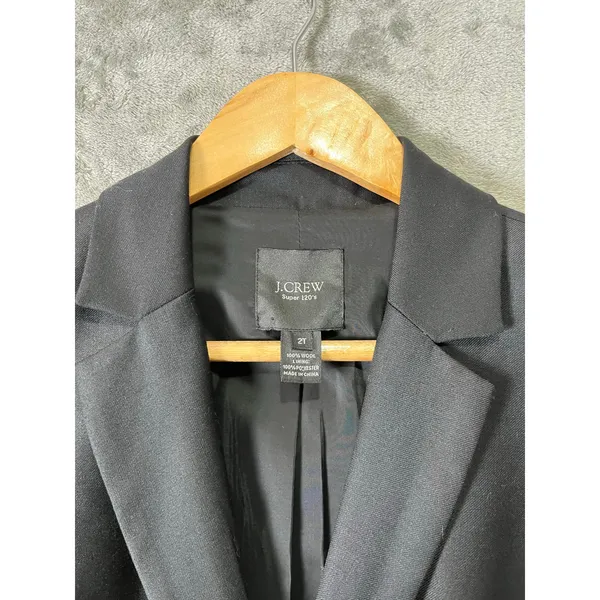 J.Crew Black Wool Blazer Tailored Career Quiet Luxury Minimalist Classic 2 Tall‎ - Image 3