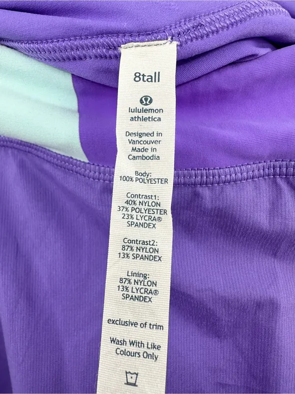 Lululemon Women's Power Purple White Built-in Shorts Pace Setter Run Skirt 8Tall - Image 3