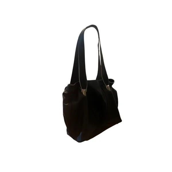 CROMIA Italian Leather Shoulder Bag Black Silver Hardare LUXURY Purse - Image 16