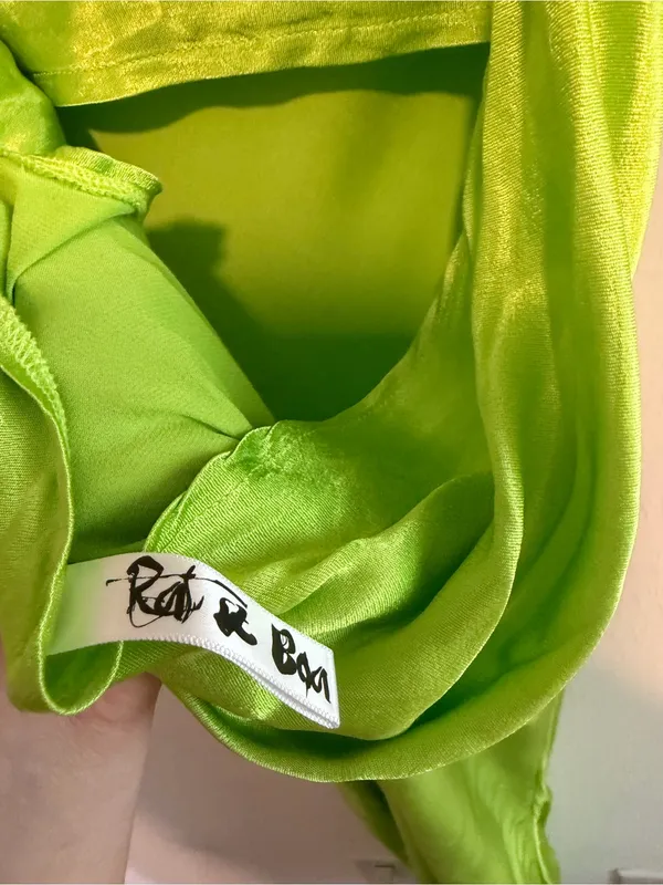 Rat & Boa Green Satin Midi Dress Sz M - Image 7