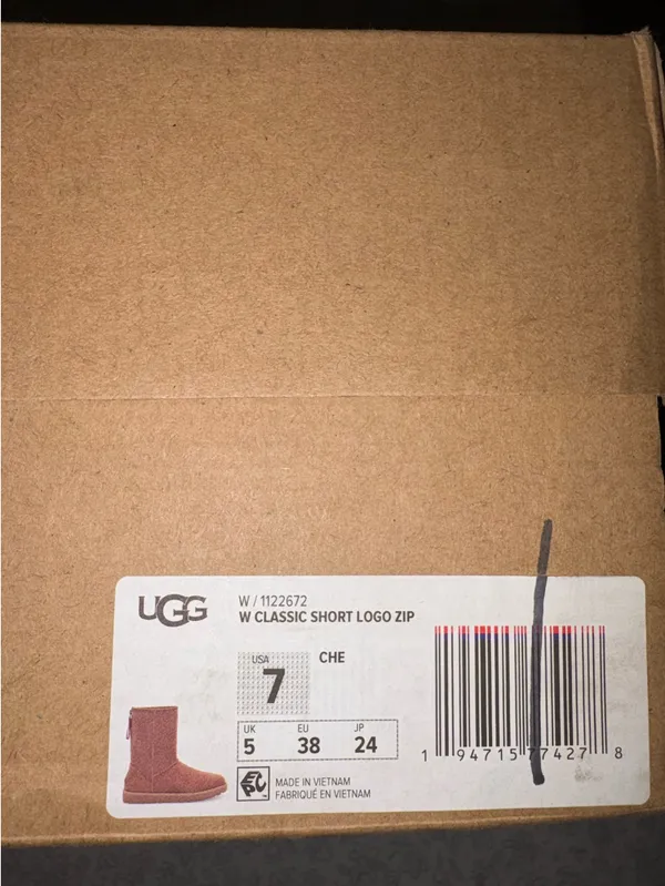 UGG Australia 1122672 Classic Short Logo Suede Zip Boots Shoes US 7 - Image 6