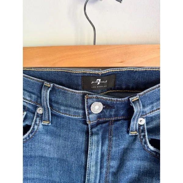 7 For All Mankind High Waist Skinny Jeans Size 27 Distressed Denim - Image 4