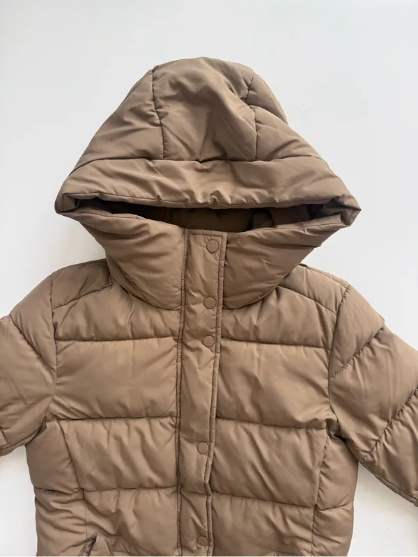 H&M Puffy Long Coat Brown Size Small - Image 3