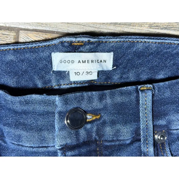 Good American Good Legs Ankle Skinny Jeans‎ Distressed Raw Hem Blue 10/30 Sassy - Image 4