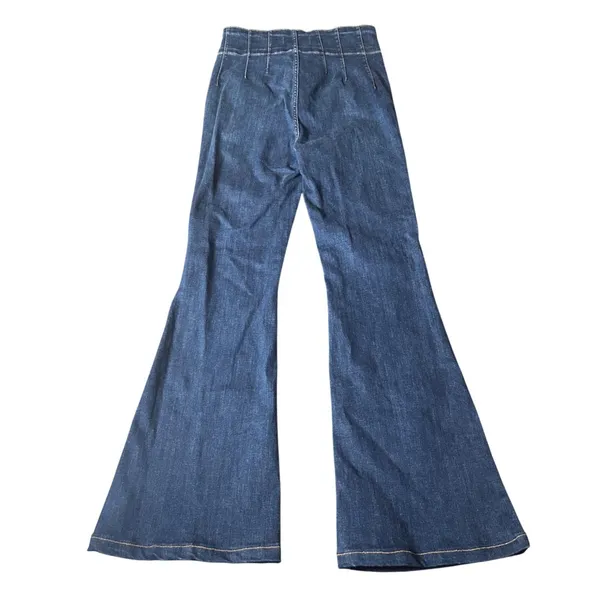 Free People Jayde Flare Jeans 30 High Waist Seamed Denim Boho 70s Style Retro - Image 7