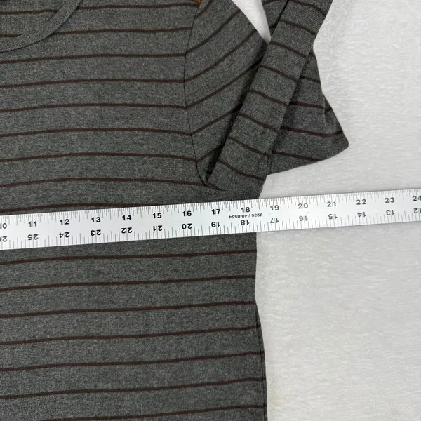 Lauren‎ Ralph Lauren Petite Gray Striped Button Shoulder Long Sleeve Top PL - Image 3