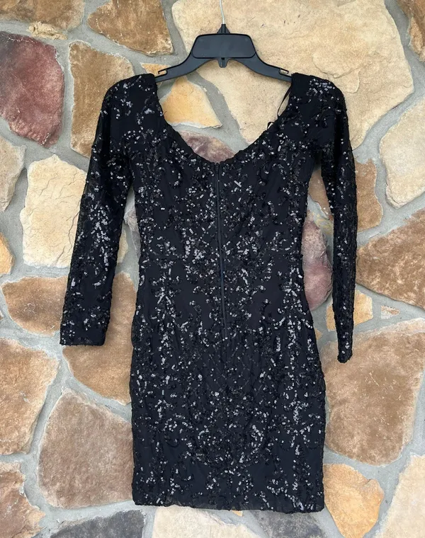 Windsor Black Sequin Mini Dress - Image 2