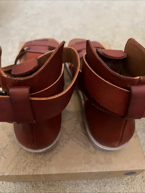 Free People Brown Leather Strappy Ankle Wrap Sandals - Image 6