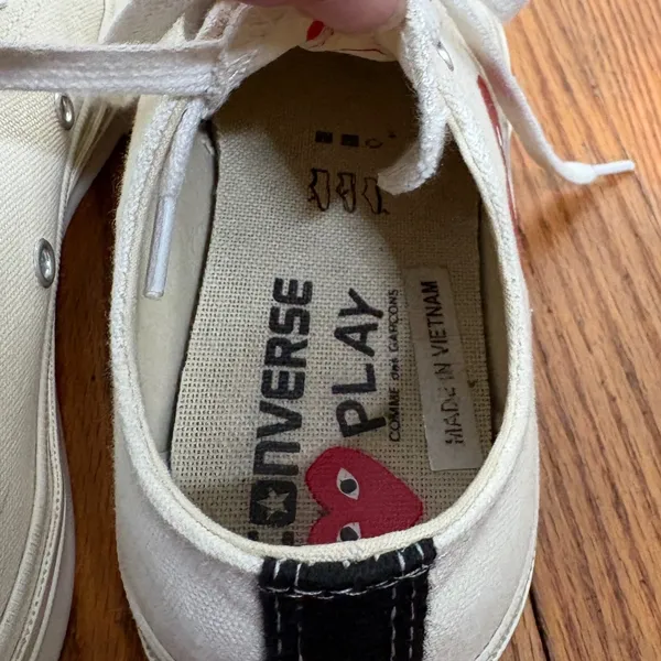 Comme des Garcons PLAY x Converse Chuck Taylor All Star Low Cream‎ Shoes size 6 - Image 7