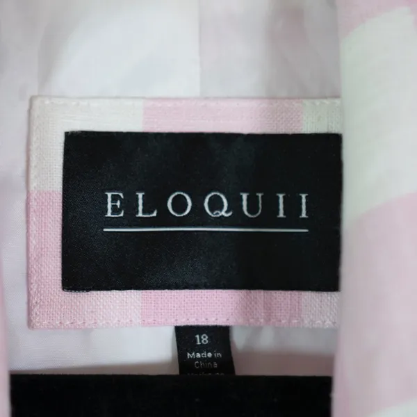 Eloquii Women's Oversized Pink White Plaid Gingham Blazer Jacket 18 - Image 2