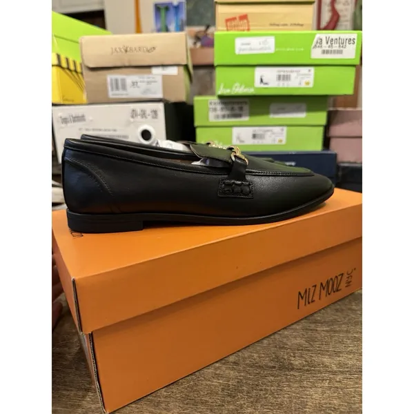Miz Mooz Leather Loafers Paulina Size 5.5‎ Black Equestrian Gold - Image 5