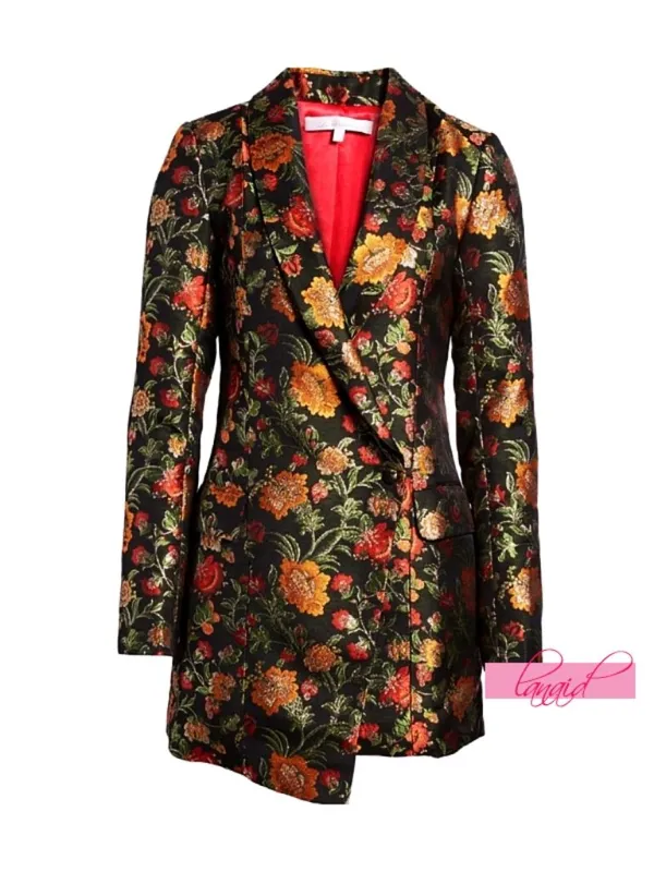 Lovers Friends Ally Dress Metallic Structured Floral Suitdress Jacket Coat Mini - Image 5