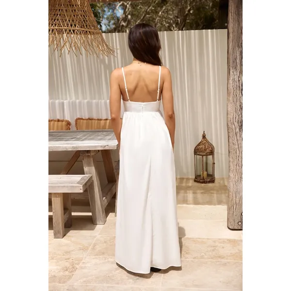 RUNAWAY THE LABEL Tanala Maxi Dress White Large Wedding Guest Pockets Beach - Image 7