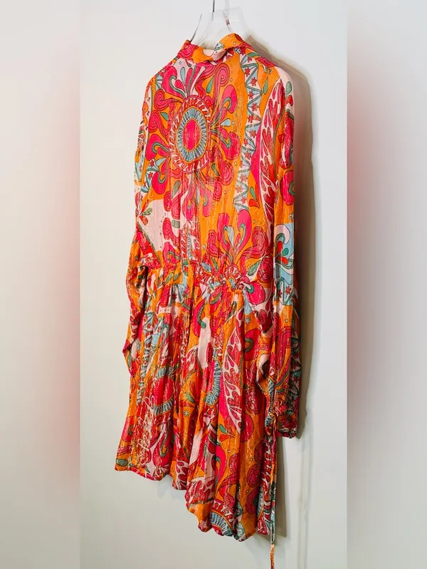 Sundress Blair Havana Framboise Orange Pink Paisley Metallic Mini Dress - Image 9