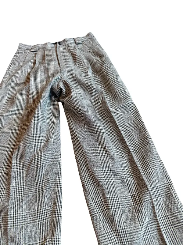 Alanni by Donny Brooke Black Houndstooth Plaid Trousers Wide Size 14 Women's - Image 6