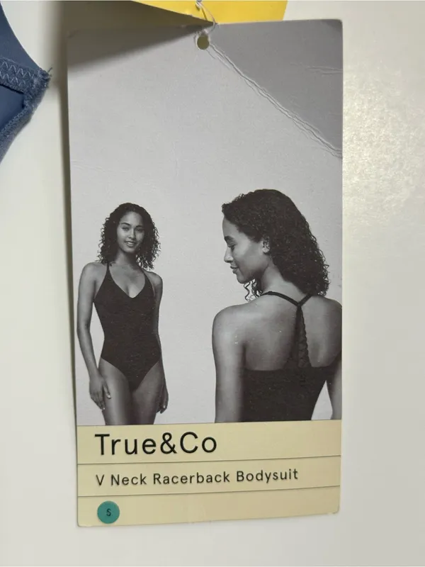 True & Co. Everybody V-Neck Lace Racerback Bodysuit - Stonewash - Size S - Image 8