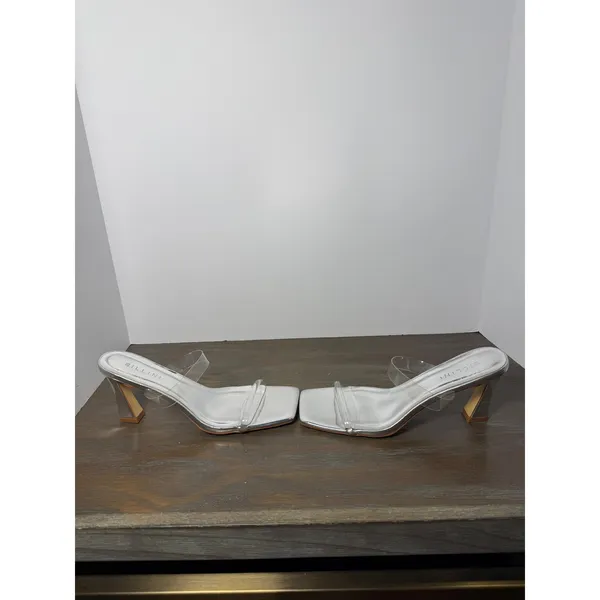 Bellini Mikana Clear Vinyl Silver Square Toe Heeled Sandals Size 9 - Image 2