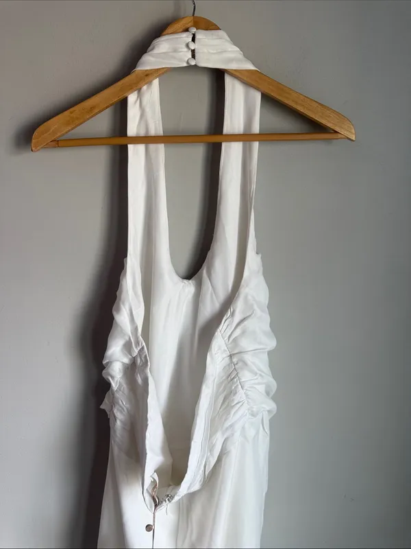 NEW Meshki Daniela Ruched Halter Midi Dress - White XXL - Image 7