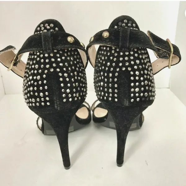 Anne Michelle Heels Size 7.5 Enzo‎ 44 Black Embellished - Image 3