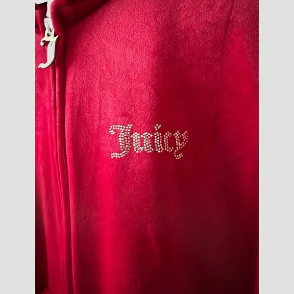 Juicy Couture Velvet Track Hoodie Jacket Pink Velour Full Zip Y2K Women’s Sz M - Image 3