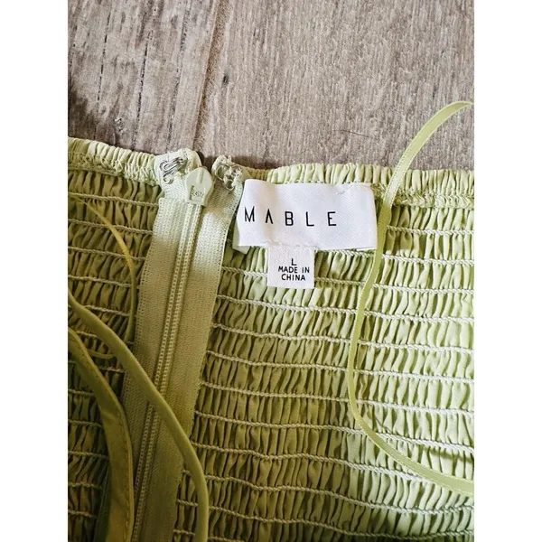 MABLE Babydoll Peplum Top Size L Coquette Dainty Sleeve Green Anthropologie - Image 4