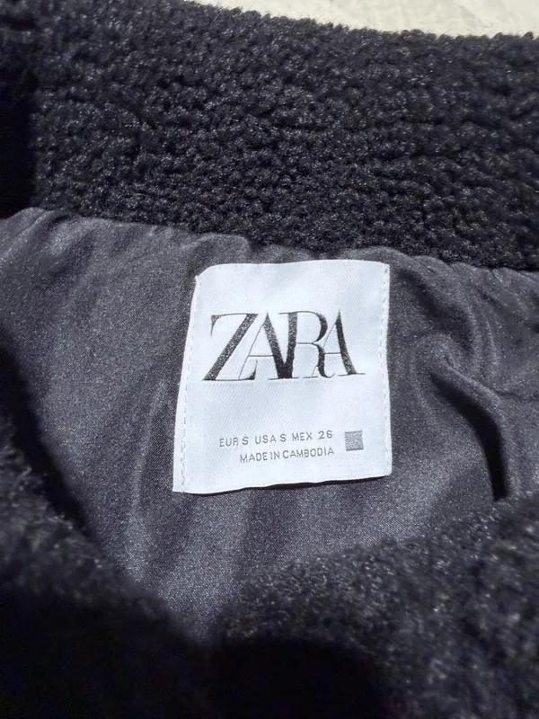 ZARA Black teddy Sherpa Jacket small - Image 3