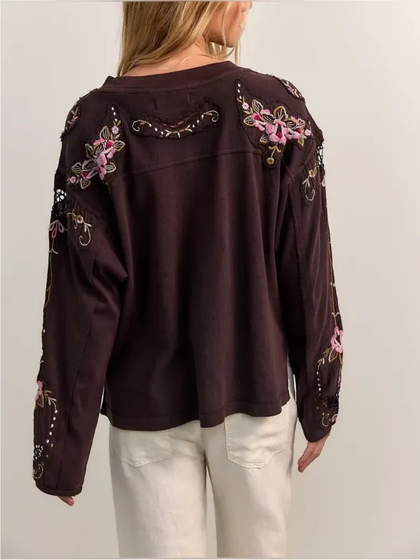 NWT Free People We The Free Lilith Tee - chocolate brown - Medium - Image 4