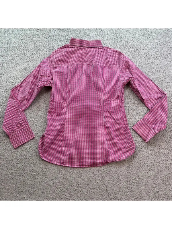 American Eagle Outfitters Women’s Pink Plaid Button Down Shirt Signature Fit S - Image 2