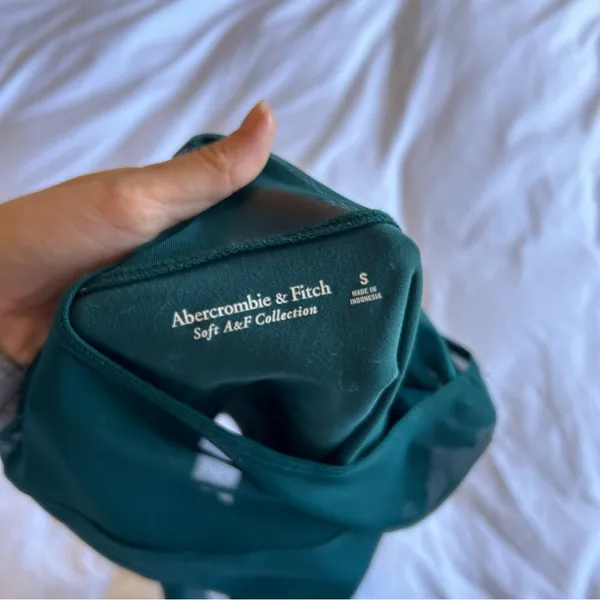 Abercrombie & Fitch Women Long-Sleeve Mesh Crew Bodysuit Teal Green - Image 2