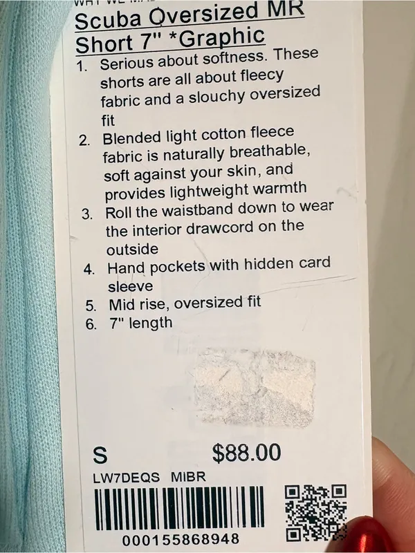 Lululemon Scuba Mid-Rise Oversized Short 7" Graphic. NWT Mint Breeze. SZ Small - Image 4
