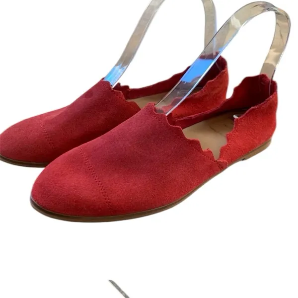 Seaside Red Suede Woman’s Scalloped Slip On Flat Shoes Size US … - Image 2